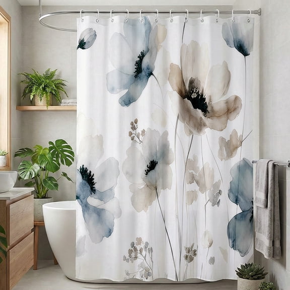 Annvchi Shower Curtain, Boho Floral Shower Curtains, Watercolor Shower Curtains Set for Bathroom Decoration with Hooks 72 X 72 inch