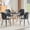 Black Table+Black Chairs(PU), variant on Hi loPres 5-Piece Dining Table Set for 4, 31.5" White Round Desk with Storage Basket, Four Reddish-Brown PU Chairs, Modern Apartment Kitchen