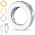 thumbnail image 1 of Selfie Ring Light [3 Light Modes] [Rechargeable], Clip on Phone Camera LED Light, Adjustable Brightness Selfie Circle Light Designed for iPhone X Xr Xs 11 12 Pro Max Android iPad Laptop, 1 of 5
