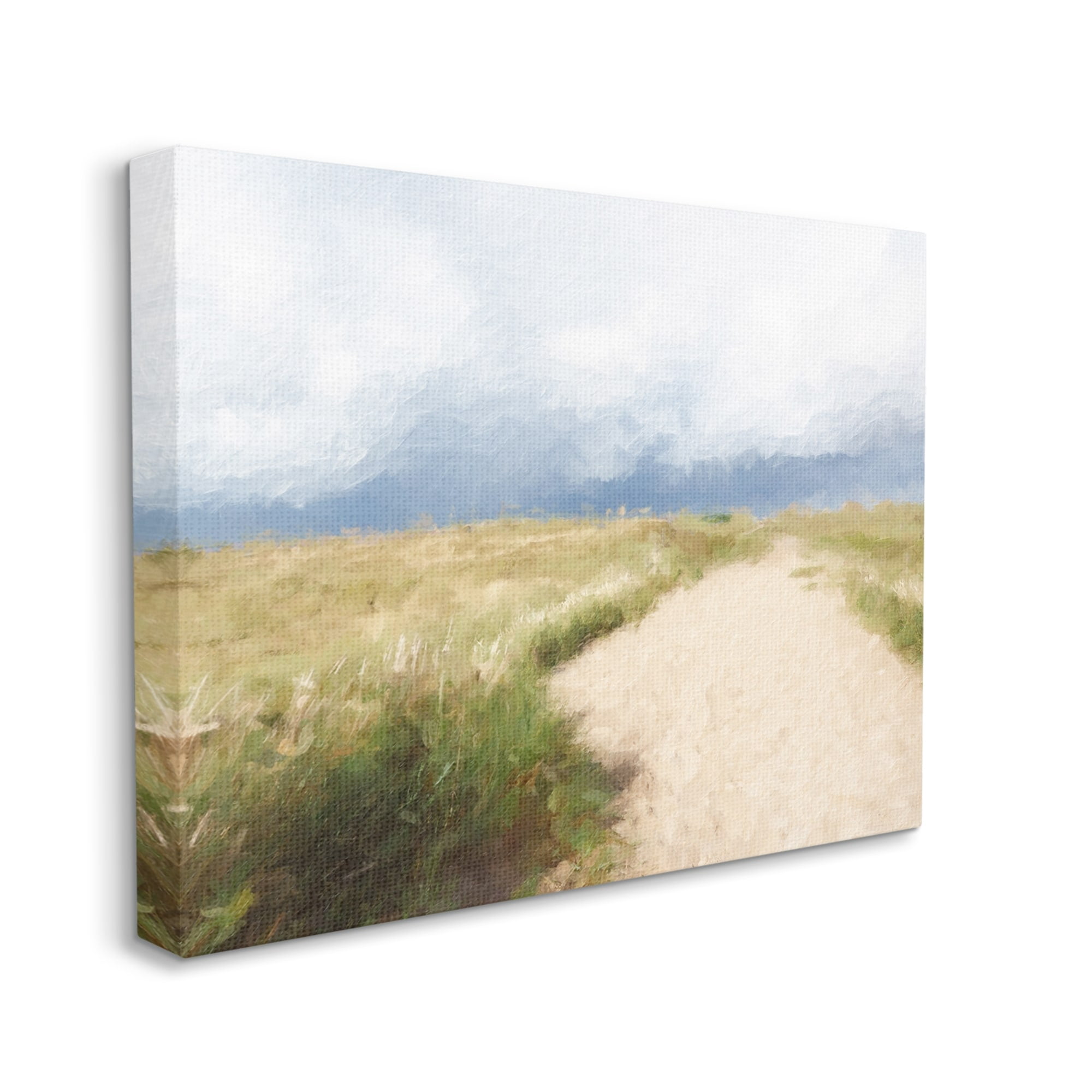 Stupell Coastal Sandy Path Cloudy Sky Landscape Painting Gallery Wrapped Canvas Print Wall Art