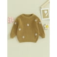thumbnail image 2 of GXFC Toddler Girls Sweaters 6M 1T 2T 3T 4T 5T Kids Girls Long Sleeve Floral Embroidery Knit Pullovers Tops Casual Fall Knitwear Clothes for Child, 2 of 9