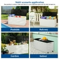 thumbnail image 4 of 75 Gallon Outdoor Storage Box, Large Resin Sturdy Deck Box, Outdoor Garden Plastic Storage Deck Box with Tools Cushions and Lockable Seat, for Patio Furniture Garden, White, 4 of 9