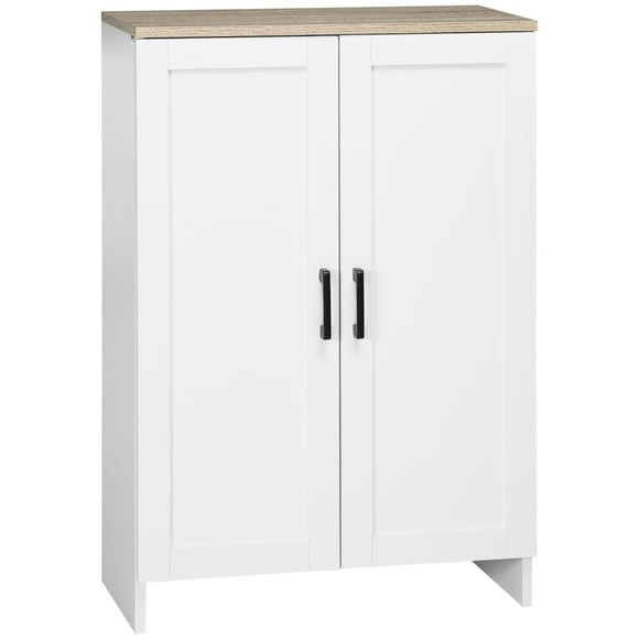 HOMCOM Armoire de Rangement avec Doubles Portes et Tablette Ajustable, Blanc