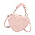 thumbnail image 4 of Bolso bandolera en forma de corazón de PU con correa ajustable, ideal como regalo para niñas y mujeres. Rosa, 4 of 9