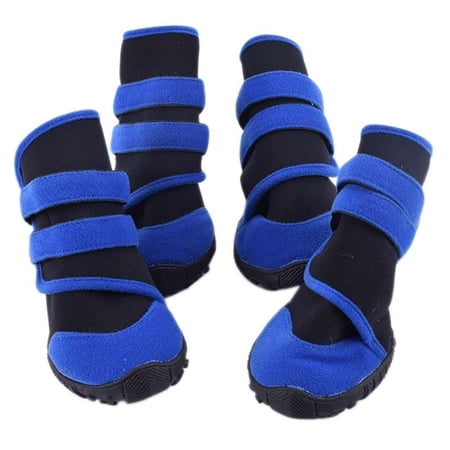 4pcs Rugged Autumn and Winter Sole Shoes Dog Leg Cover Outdoor Pet Rainshoes Pet Supplies Dog Booties Dog Shoes BLUE XXS
