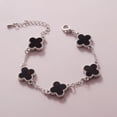 thumbnail image 2 of Flor pulsera de trébol de cuatro hojas Versión coreana de la pulsera de cristal joyería de las señoras hechizo reloj regalo plata y negro trébol de cuatro hojas de cinco hojas, 2 of 2