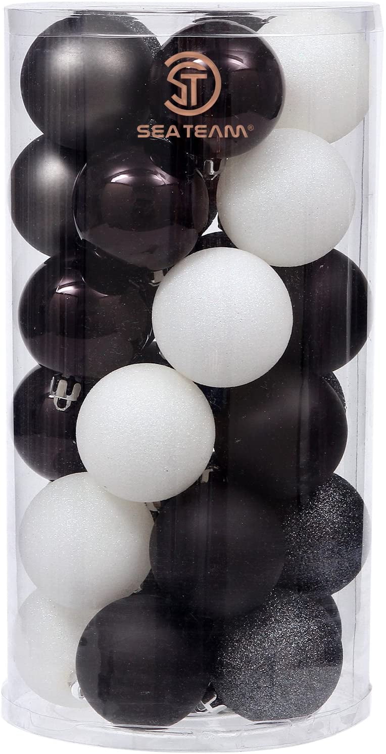 60mm/2.36" Delicate Black & White Theme Glittering Christmas Ball