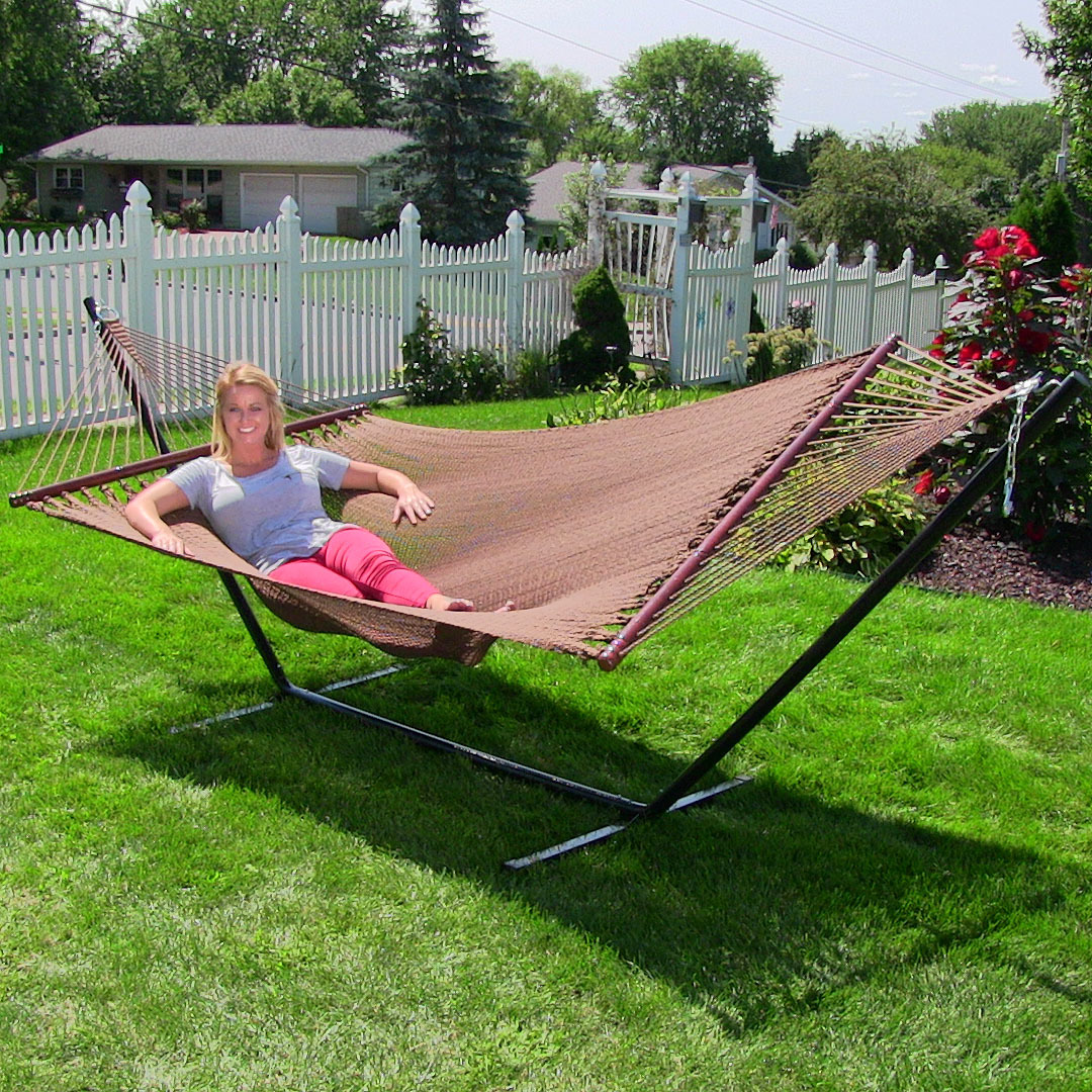 Sunnydaze Rope Hammock Large Two Person Soft-Spun Polyester with Spreader Bars, 600 Pound... by Sunnydaze Decor