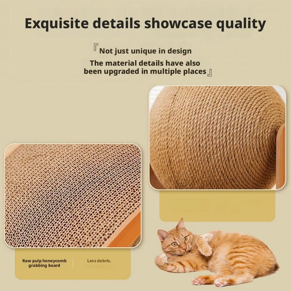 Cat Scratching Ball on Stand, Interactive Arch Bridge Cat Scratcher with 360° Rotating Sisal Ball, Indoor Fun Engaging Scratching Post for Exercise, Protects Furniture & Rugs (13.78×10.24in)