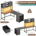 thumbnail image 3 of SEDETA L Shaped Gaming Desk, Reversible Computer Desk with Fabric Drawers and Power Outlet, Gaming Desk with Led Lights, Hutch and Storage Shelf for Home Office, Grey, 3 of 9