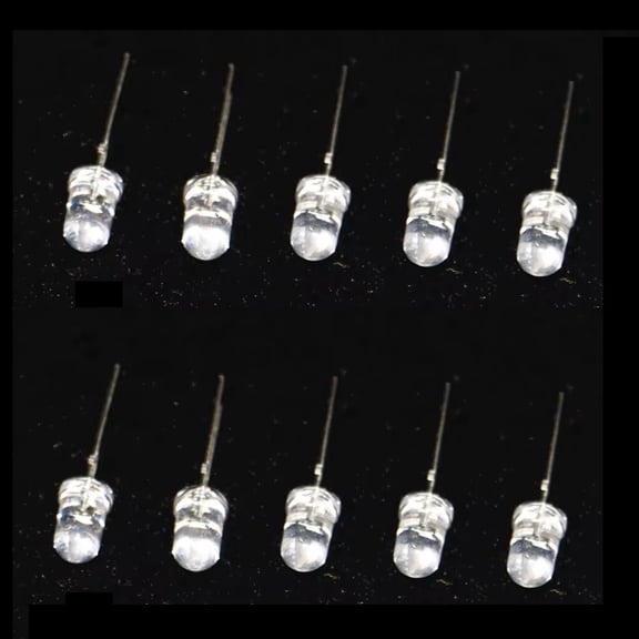 100x White LED 5mm Round Top Transparent Clear Tip PCB Board Solder F5 Bulbs