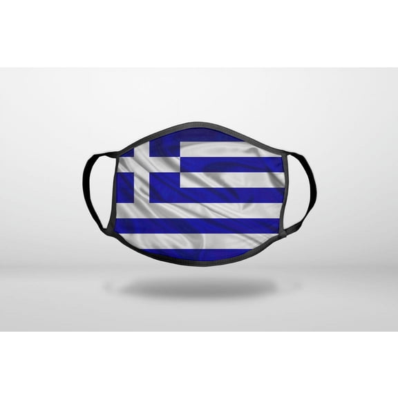 Greece Waving Flag - 3-Ply Reusable Soft Cloth Face Covering, Unisex, Cotton Inner Layer