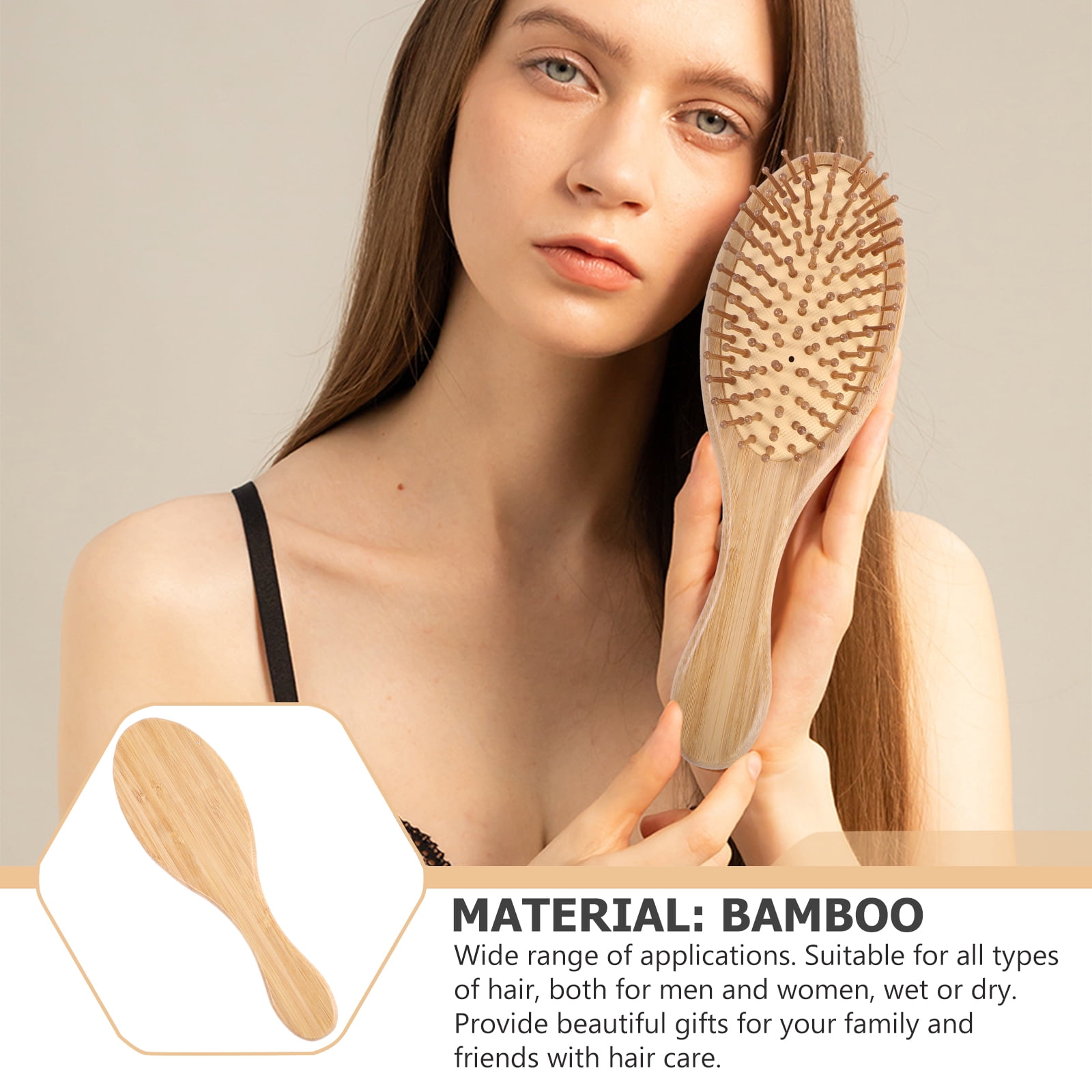 NUOLUX Brush Hair Combpaddle Wooden Detanglingwood Hairbrush Head Curly Detangler Bristles Hairdressing Bristlebrushes Frizz