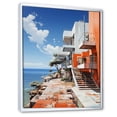 thumbnail image 2 of Designart "De Stijl-Inspired Landscape With A Lighthouse" Ocean Floater Framed Canvas Art Print, 2 of 5