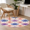 thumbnail image 4 of Pink Purple Blue Spring Floral Round Area Rug 3.3 FT, Non Slip Small Entryway Kitchen Mat, Watercolor Summer Botanical Washable Soft Circular Rug Non-Shedding Door Mat for Bathroom Playroom Kids Room, 4 of 9