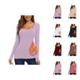 thumbnail image 1 of Chemises à Manches Longues pour Femmes 2026 Automne Hiver Basique Col Carré Ajusté Respirant T-Shirt, 1 of 7