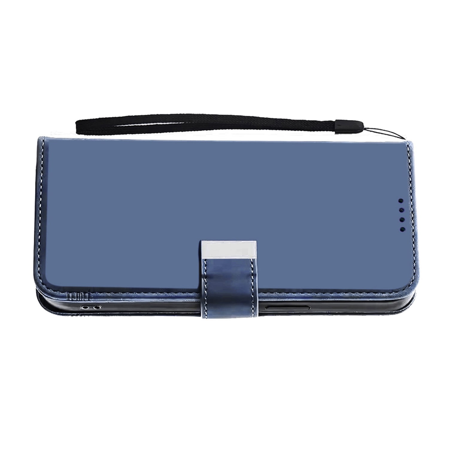 Leather Card Holder Wrist Strap Case for iPhone 17 Pro Max - Blue