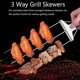 thumbnail image 2 of 3-vägs Grillspett, 3-uddiga Grillspett i Rostfritt Stål, Metall Grillspett Halvautomatisk Grillgaffel Med Tryckstång, 2 of 5