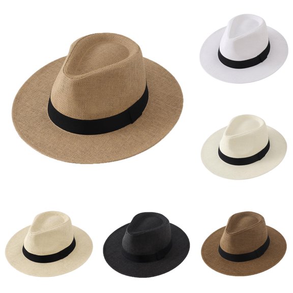 Men's Wide Brim Straw Hat Cowboy Hat Breathable Beach Hat For Outdoor Travel Fishing Gardening Sun Protection