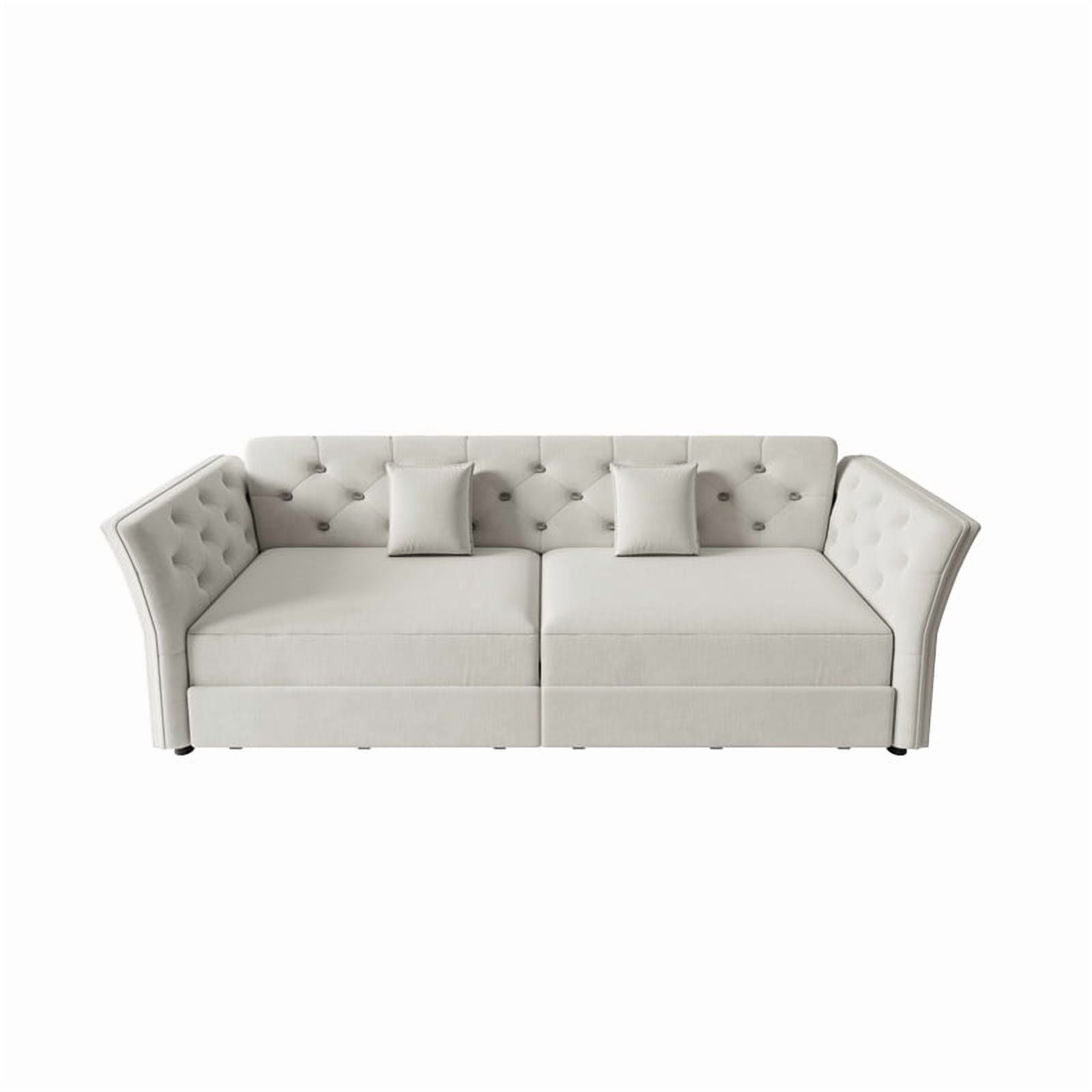 74.4"W Velvet Tufted 2-in-1 Pull Out Sofa Bed, Convertible Sleeper Sofa, Upholstered Large 3-Seater Loveseat Couch