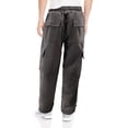thumbnail image 2 of Men's Heavyweight Fleece Drawstring Elastic Waist Casual Cargo Sweat Pants (Dark Grey, S), 2 of 3