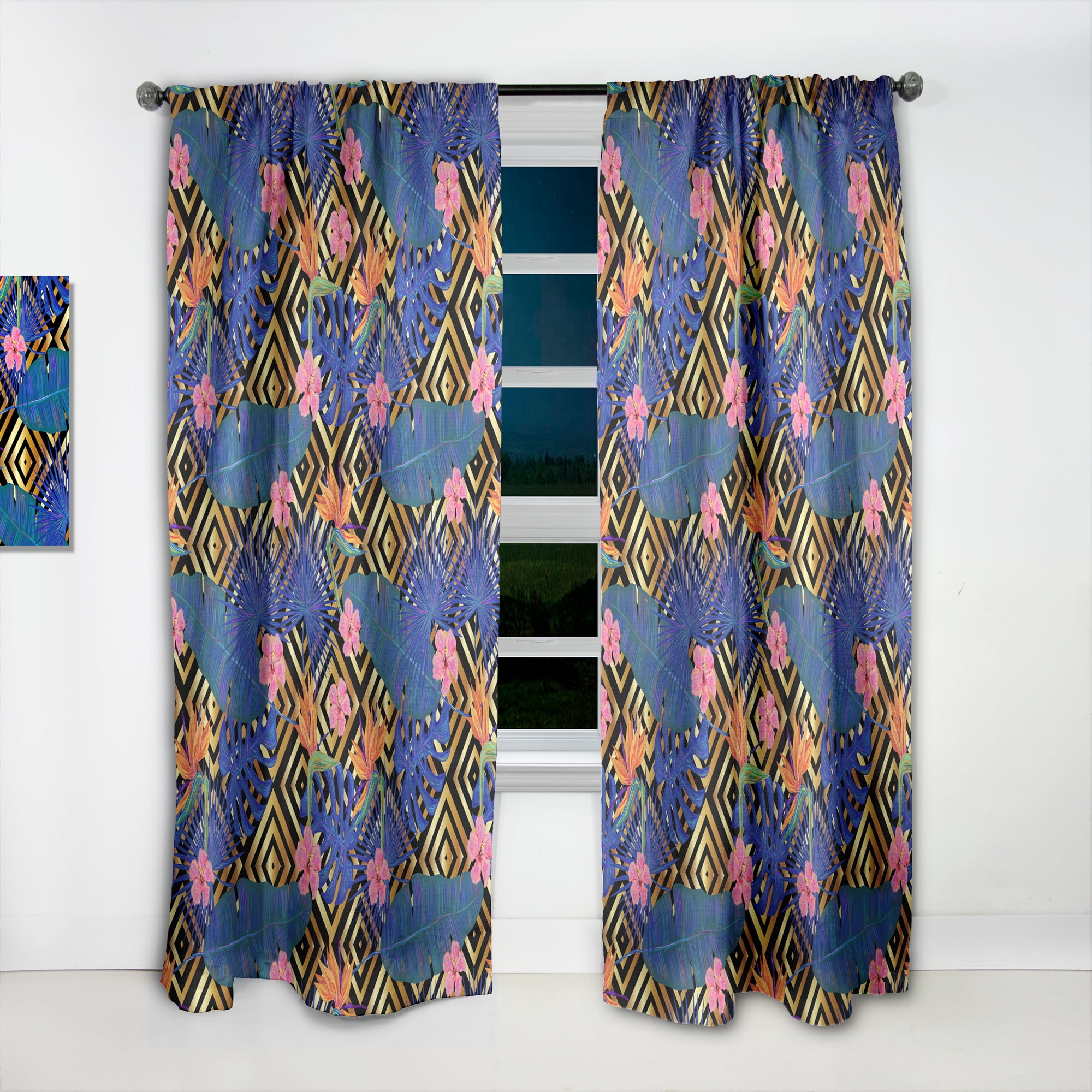 Designart 'Abstract Retro Design Pattern IV' Mid-Century Modern Curtain Panel