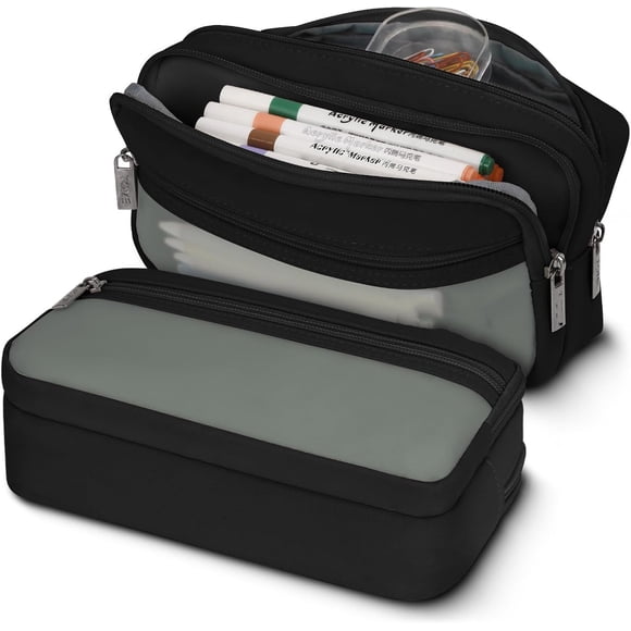 Estuche para Lápices de Gran Capacidad para Uso Múltiple con 3 Compartimientos Tela Oxford Organizador de Papelería para el Trabajo de Oficina