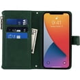thumbnail image 6 of iPhone 12 Pro Max Phone Case Wallet for Women Men with Credit Card Holder, iPhone 12 Pro Max Crossbody Case with Strap Shoulder Lanyard, Zipper Pocket PU Leather Cases,6.7 Inch Dark Green, 6 of 14
