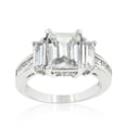 thumbnail image 4 of Rhodium Plated Celebrity Engagement Ring with Large Emerald Cut CZ Triplet with More Round Cut CZ Size 9, 4 of 4