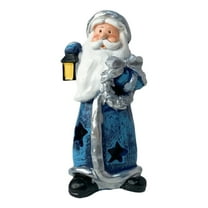 XIEULQP 6-Inch Resin Santa Figurine with Cane - Standing Christmas Ornament for Home Decor and Holiday Display with Hand-Painted Details and Festive Illumination​
