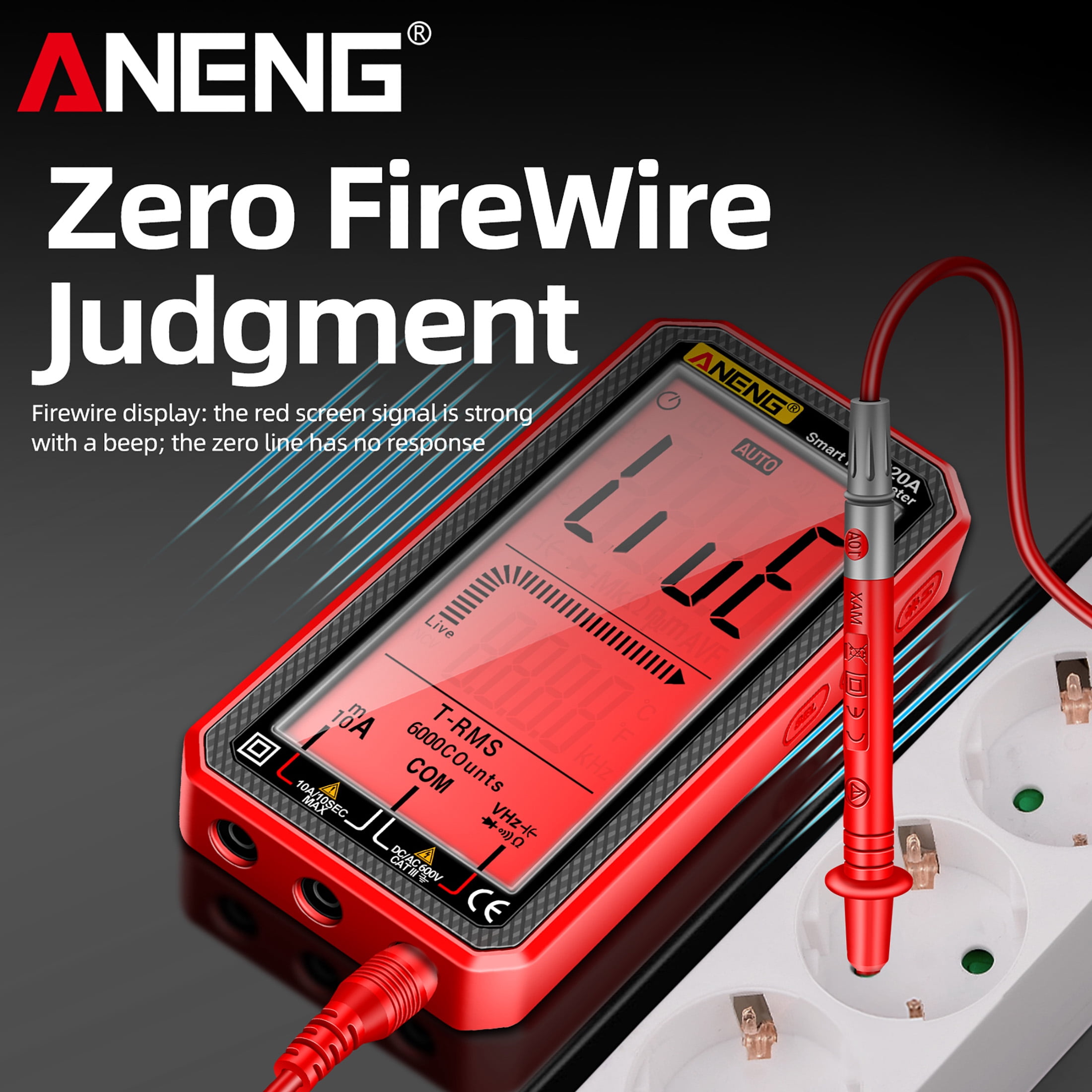 ANENG 620A Smart Digital Multimeter 6000 Counts True RMS, NCV, AC/DC Voltage/Current, Resistance/Capacitance/Temperature Tester with Flashlight