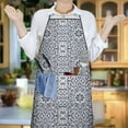 thumbnail image 6 of Blue Traditional Floral and Vine Pattern Apron-Garden Aprons for Women with Pockets-Cotton Linen Waterproof Kitchen Cooking Gardening Aprons Adjustable for Kitchen,Cooking,BBQ and Salon 33x27 Inch, 6 of 7