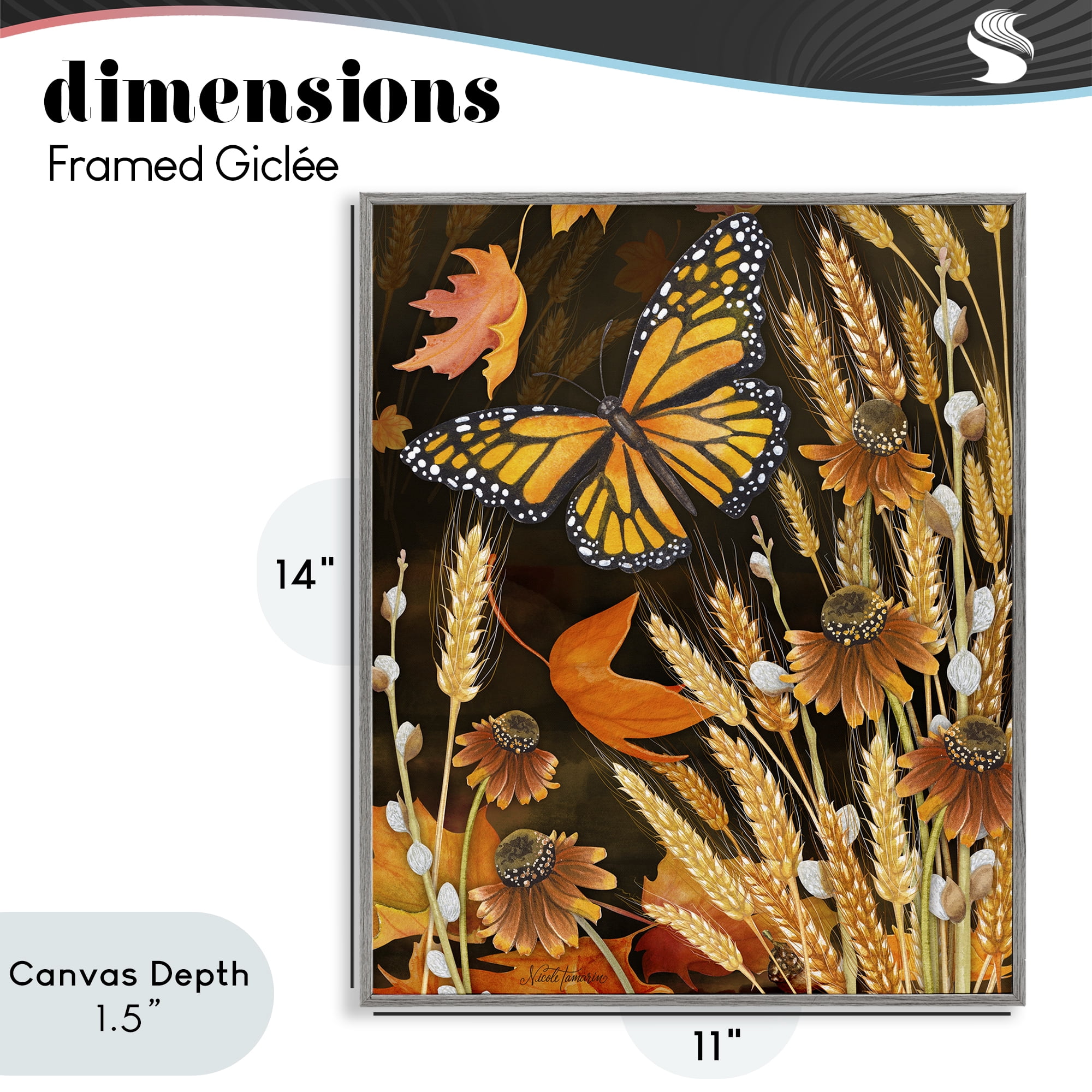 Stupell Industries Fall Motif Midnight Garden Gray Framed Giclee Art, design by Nicole Tamarin