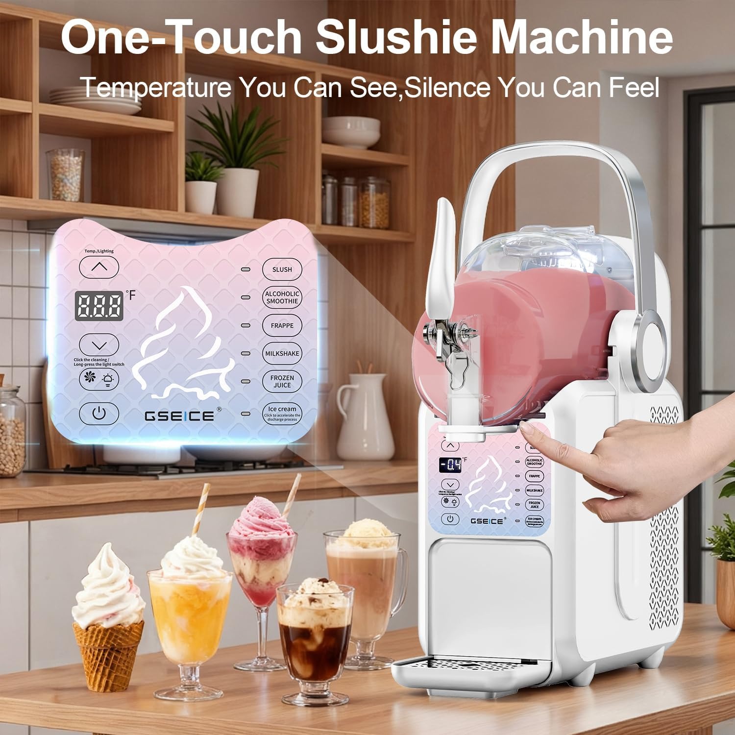 GSEICE 88oz Slushie Machine & Soft Serve Ice Cream Maker 2-IN-1, No Ice Needed Slushy Maker For Home, 6 Preset for Smoothies, Milkshakes, Cocktails, Frappés, Margarita, and Ice Cream