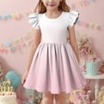 thumbnail image 4 of Ashirexll Girls Summer Dress, Girls Dresses Size 10-12, Summer Ruffle Short Sleeve Round Neck Dress for Kids Casual A-Line Gradient Color Dress, 4 of 7