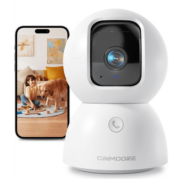 3K Wifi Outdoor Security Camera Baby Monitor Pet Camera Waterproof 360° View Indoor Camera Baby Camera Color Night Vision, AI Motion Tracking 2-Way Audio