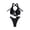 Black, variant on Delconic Women Swimsuit Sexy Backless Bikini European American Swimwear High Cut V Neck Beach Bathing Suit