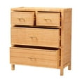 thumbnail image 3 of bali & pari Vaere Rattan and Mahogany wood BOHO Storage Cabinet, 4-Drawer, Natural Brown, 3 of 10