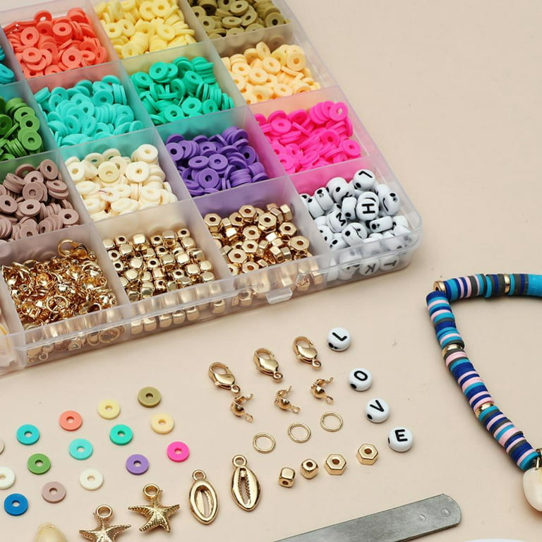 Clay Beads Vivid Colors for Jewelry Necklace Bracelet Making Kit,14 Colors  6mm