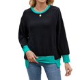 thumbnail image 2 of Long Sleeve Shirts for Women Tunic Tops Loose Fit Cute Casual Color Block Ribbed Knit Tops Sweaters Black S, 2 of 9