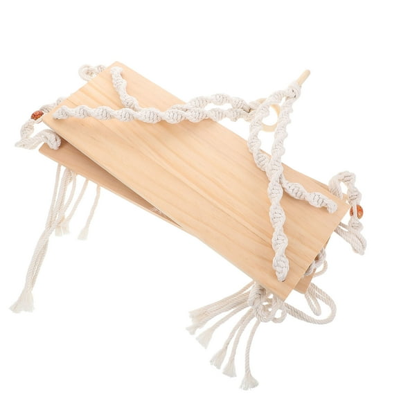 HONITANO 1Pack Wall Hanging Shelves Nordic Style Wooden with Cotton Rope for Bedroom Decor 86.00X40.00X15.00in