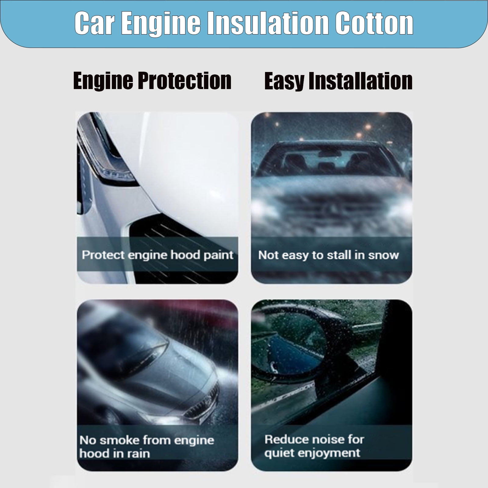 Car Engine Insulation Cotton, Front Engine Hood Sound Heat Insulation Cotton For Jeep Wrangler 2007-2017, Soundproof Car Accessories-07-17black