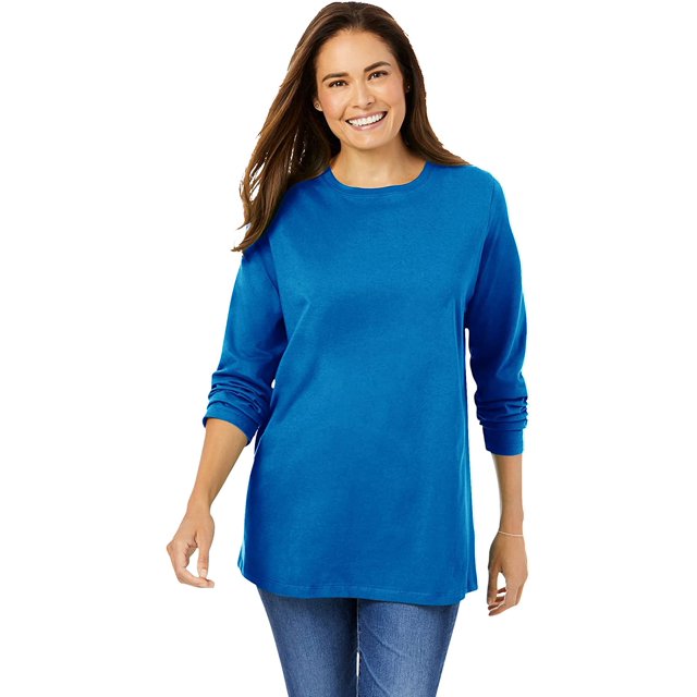 T-shirt à Manches Longues à Col Ras du Cou Parfait pour Femmes Grande Taille