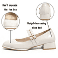 thumbnail image 4 of BERANMEY Double Buckle Mary Jane Shoes for Women PU Leather Chunky Low Block Heel Pumps Comfortable Closed Toe Dress Shoes for Wedding Office Work & Casual Outfits (Retro Vintage Style), 4 of 8