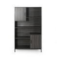 thumbnail image 6 of Smuxee Wood Bookcase with 4 Storage Shelves and 2 Doors,Cube Organizer Cabinet,Gray, 6 of 7