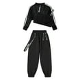 thumbnail image 3 of Alvivi Girls Hip Hop Jazz Street Dance Outfits Long Sleeve Crop Top Vest with Cargo Pants Set Black 8, 3 of 7