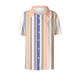 thumbnail image 4 of Tnhcen Women's Leaf Print Button Down Shirt, Casual Loose Fit Short Sleeve Blouse, Stretchy Four-Way Stretch Top for Women S-2XL, Elegant & Versatile, 4 of 6