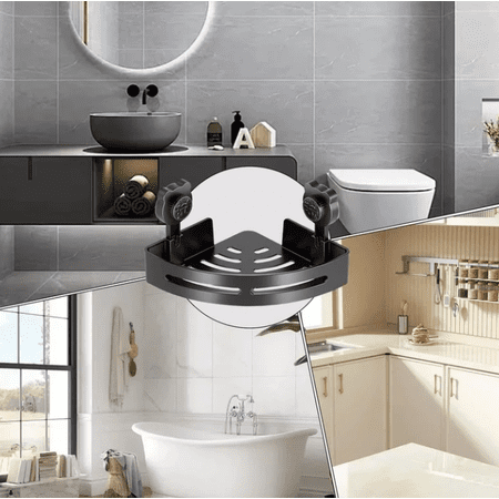High-quality Corner Shower Caddy Suction Cups Corner Shower Shelf for Inside Shower Organizer Suction for Bathrooms Storage No-Drilling Removable Bathroom Storage 3 Layer Black
