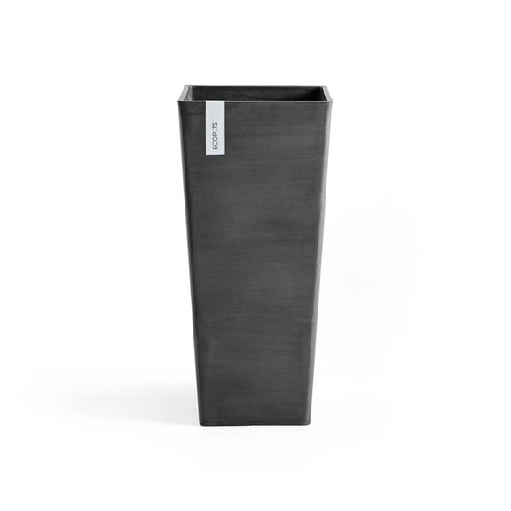 Ecopots Rotterdam Mid High Durable Modern Square Indoor/Outdoor Recycled Based Composite Flower Planter, Dark Grey, 27.5"