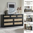 thumbnail image 5 of SICOTAS 56.88" Wide 7 Drawer Tall Dressers Set of 2, Boho Dresser with Oversized Storage Space Rattan Dressers & Chests of Drawer Engineered Wooden Dressers for Bedroom,Black Oak, 5 of 9